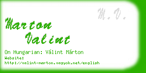 marton valint business card
